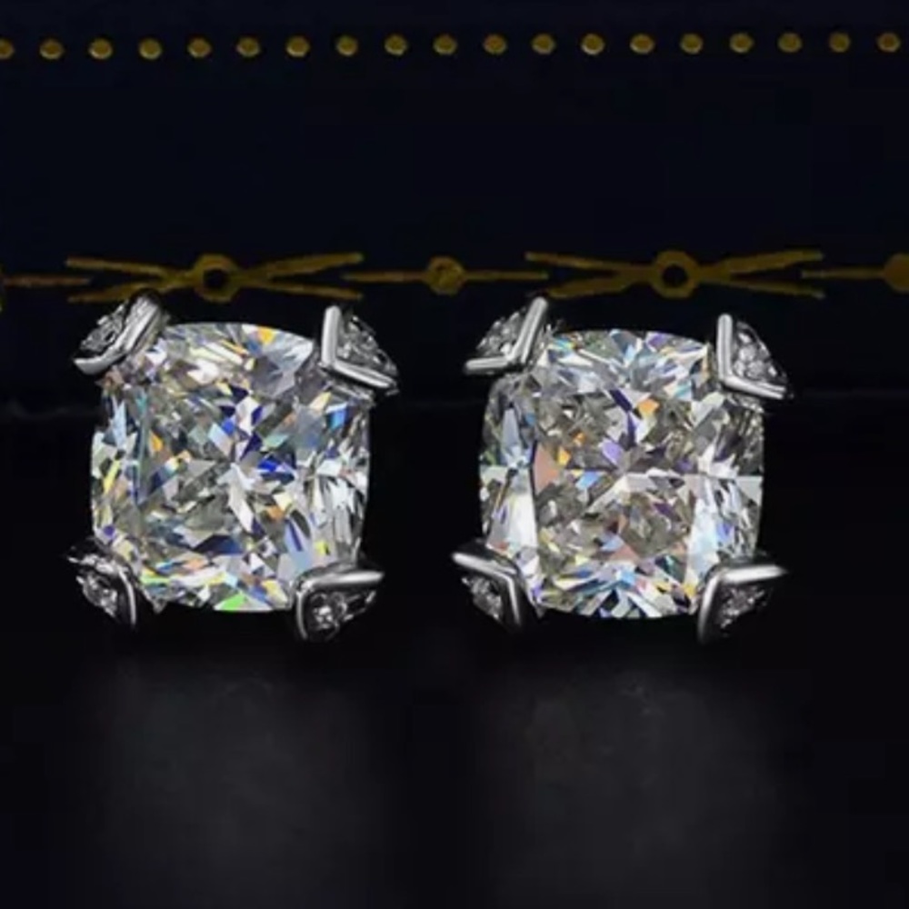 2ct Cushion Cut Earrings - Picture 5 of 11